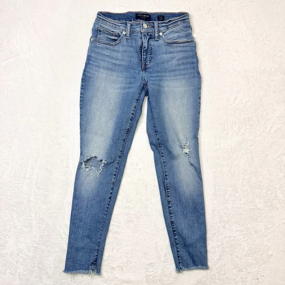 Lucky Brand Jeans Womens 4/27 Blue Fade Distressed Skinny‎ Stretch Ankle 25.5